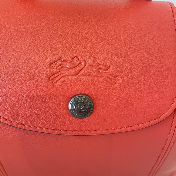 Longchamp Le Pliage Cuir Leather Backpack Terracotta - Picture 10 of 15